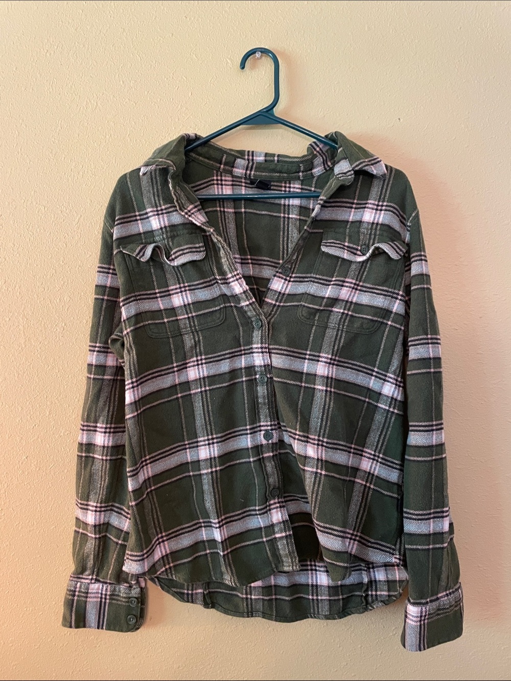 Patagonia Olive Green Plaid Button-Down Shirt